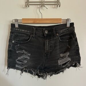 Express Black Ripped Jean Shorts